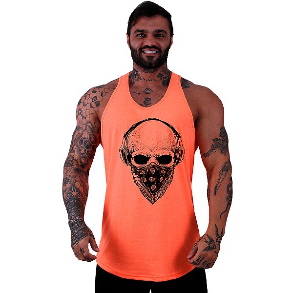 Regata Longline Masculina MXD Conceito Caveira Bandana com Fone