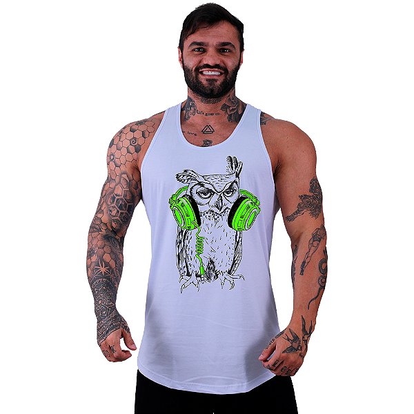 Regata Longline Masculina MXD Conceito Coruja Com Fone de Ouvido