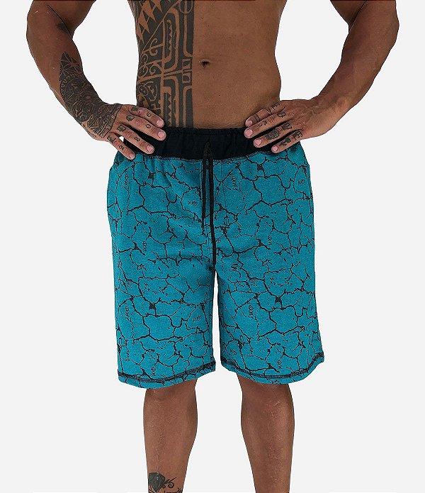 Bermuda Masculina Moletom MXD Conceito Azul Turquesa Enraizado