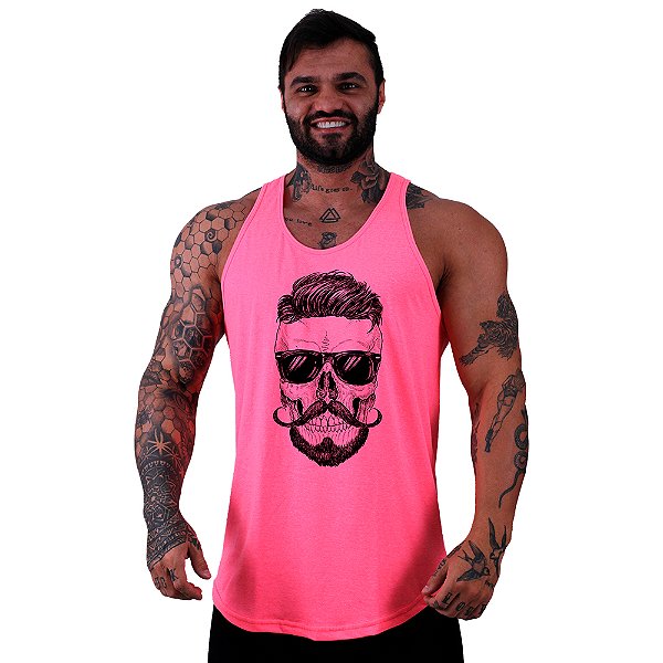 Regata Longline Masculina MXD Conceito Caveira Francesa de Bigode