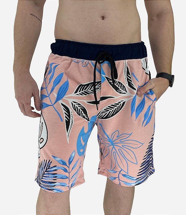 Bermuda Masculina Moletinho MXD Conceito Folhas Diversas