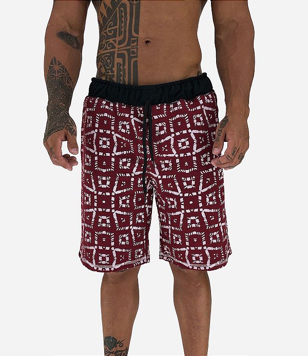 Bermuda Masculina Moletom MXD Conceito Quadriculada Distorcida Vermelho