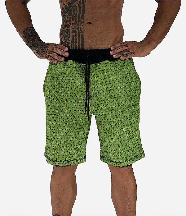 Bermuda Masculina Moletom MXD Conceito Colmeia Verde