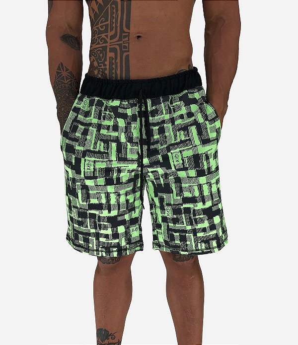 Bermuda Masculina Moletom MXD Conceito Abstrato Verde