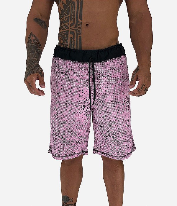 Bermuda Masculina Moletom MXD Conceito Pontos Corroídos Rosa