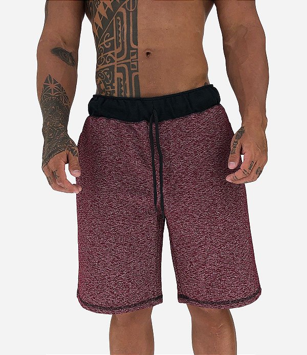 Bermuda Masculina Moletinho MXD Conceito Rajado Avermelhado
