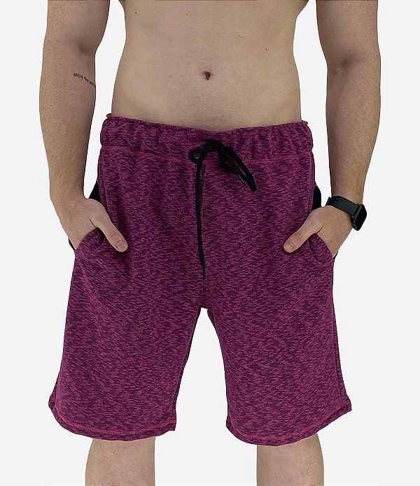 Bermuda Masculina Moletom MXD Conceito Rosa Mesclado