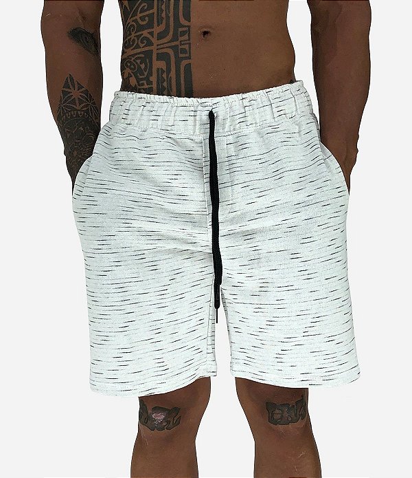 Bermuda Masculina Moletom MXD Conceito White Mescla Chuvisco