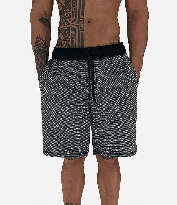 Bermuda Masculina Moletom MXD Conceito Preto mesclado