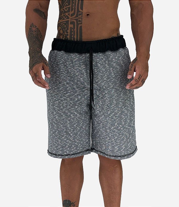 Bermuda Masculina Moletom MXD Conceito Cinza Mesclado