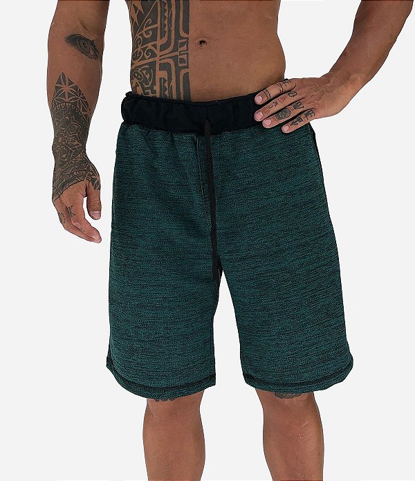 Bermuda Masculina Moletom MXD Conceito Verde Selva Mesclado