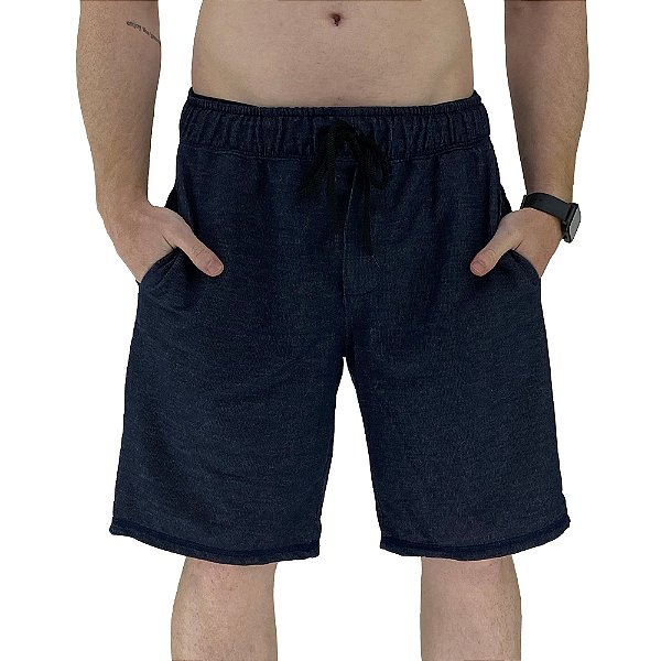 Bermuda Masculina Moletom MXD Conceito Azul Marinho Detalhes