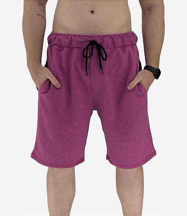 Bermuda Masculina Moletom MXD Conceito Rosa Detalhes