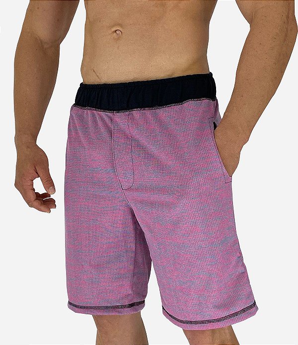 Bermuda Masculina Moletinho MXD Conceito Rosa Rajado