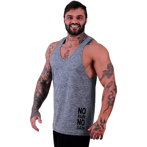 Regata Cavada Estampa Lateral Masculina MXD Conceito No Pain No Gain