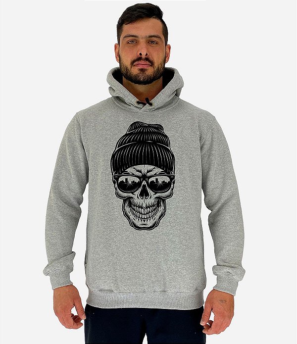 Blusa Moletom Masculino MXD Conceito Com Touca Caveira com Touca