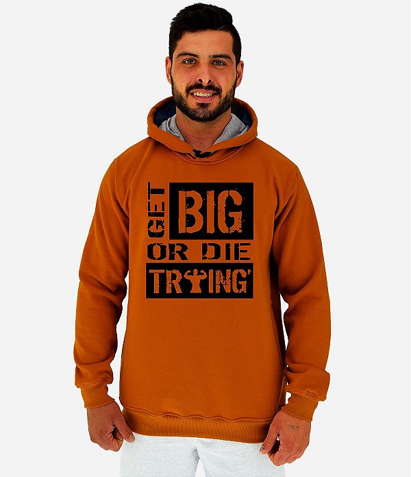 Blusa Moletom Masculino MXD Conceito Com Touca Get Big Or Die Traing