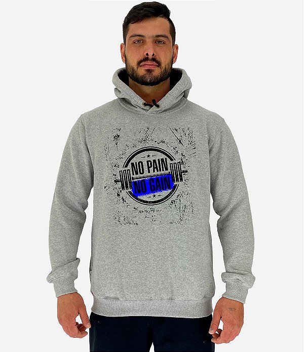 Blusa Moletom Masculino MXD Conceito Com Touca No Pain No Gain Haltere