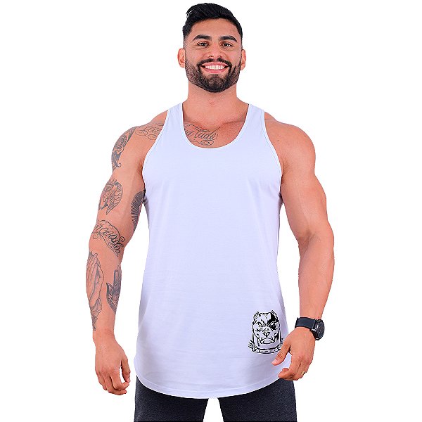 Regata Longline Masculina MXD Conceito Estampa Lateral Pitbull Pirata