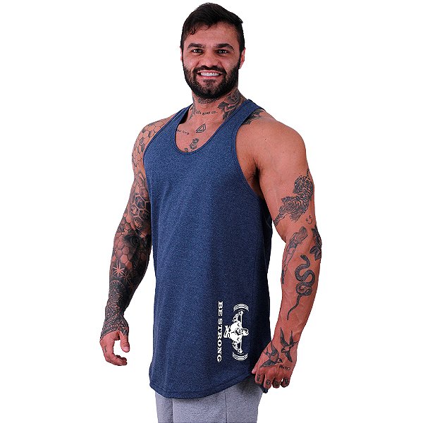 Regata Longline Masculina MXD Conceito Estampa Lateral Be Stong Vertical