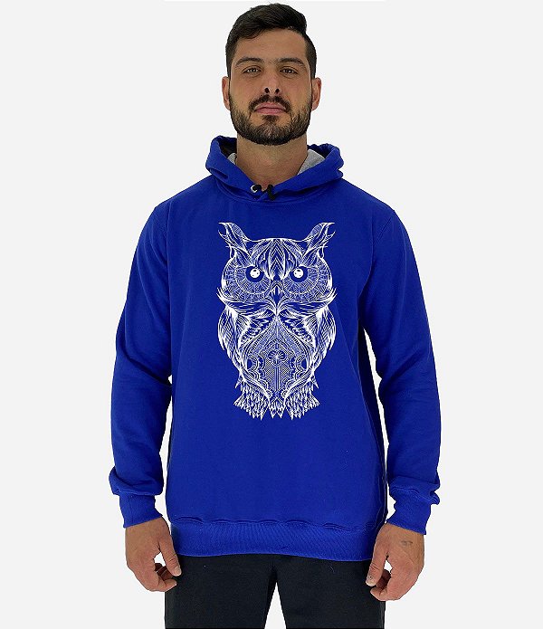 Blusa Moletom Masculino MXD Conceito Com Touca Coruja Mosaico