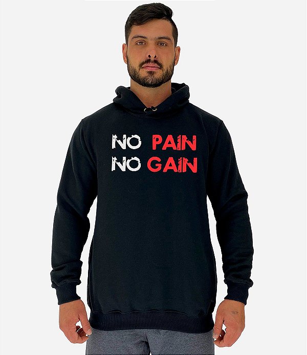 Blusa Moletom Masculino MXD Conceito Com Touca No Pain No Gain