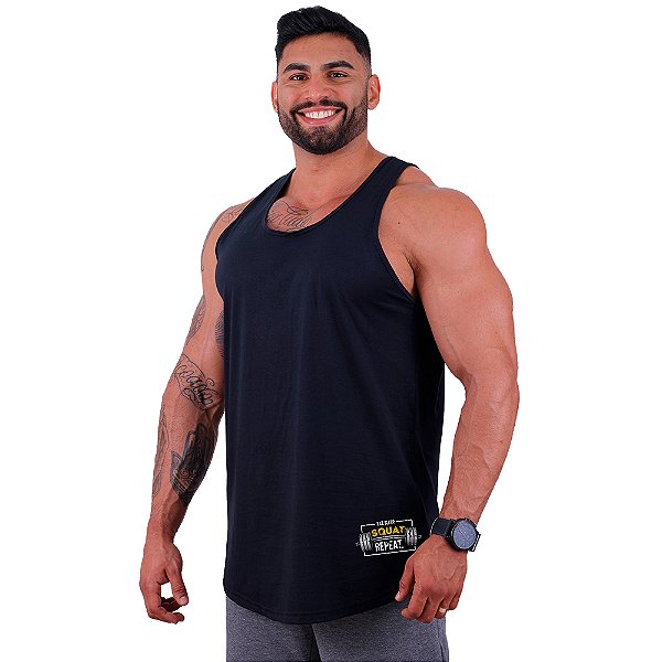 Regata Longline Masculina MXD Conceito Estampa Lateral Eat Sleep Squad Repeat
