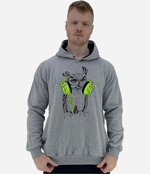 Blusa Moletom Masculino MXD Conceito Com Touca Coruja Headphone