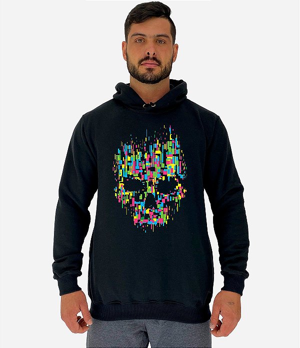 Blusa Moletom Masculino MXD Conceito Com Touca Caveira Formas