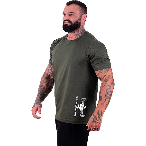 Camiseta Tradicional Masculina MXD Conceito Estampa Lateral Be Strong