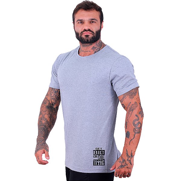 Camiseta Tradicional Masculina MXD Conceito Estampa Lateral Get Big Or Die Traing