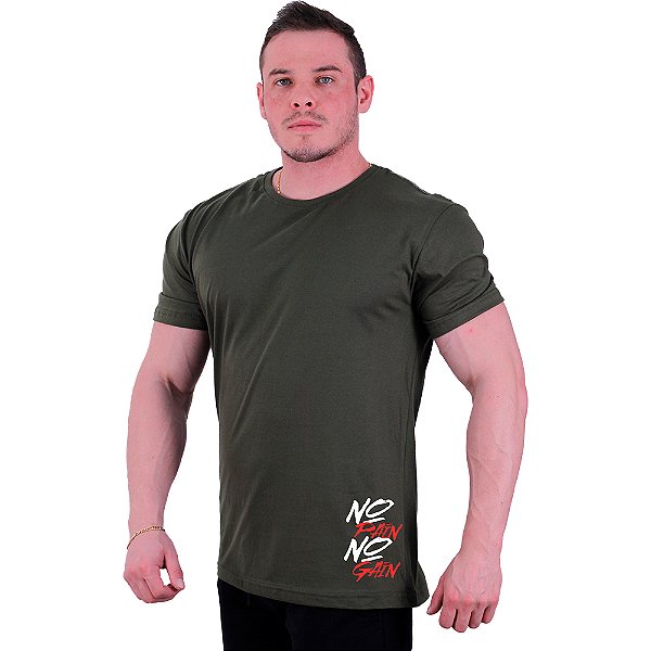 Camiseta Tradicional Masculina MXD Conceito Estampa Lateral No Pain No Gain