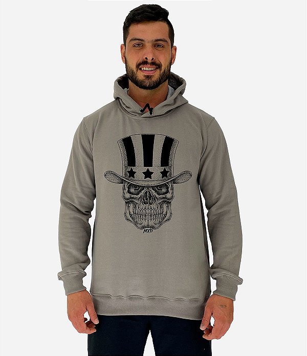 Blusa Moletom Masculino MXD Conceito Com Touca Caveira Cartola