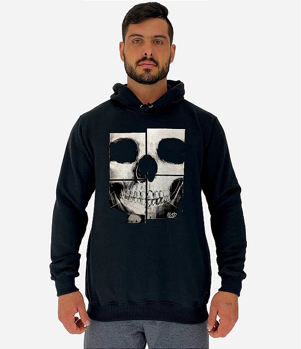 Blusa Moletom Masculino MXD Conceito Com Touca Caveira Mosaico