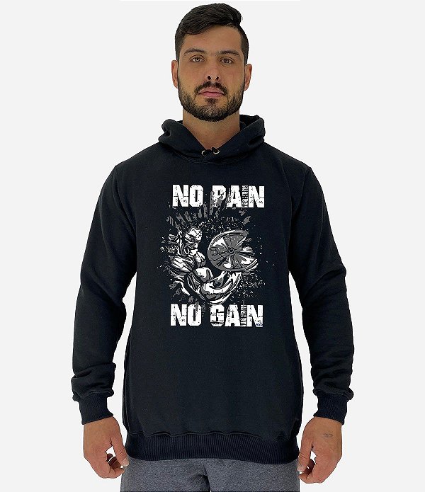 Blusa Moletom Masculino MXD Conceito Com Touca No Pain No Gain Bodybuldier