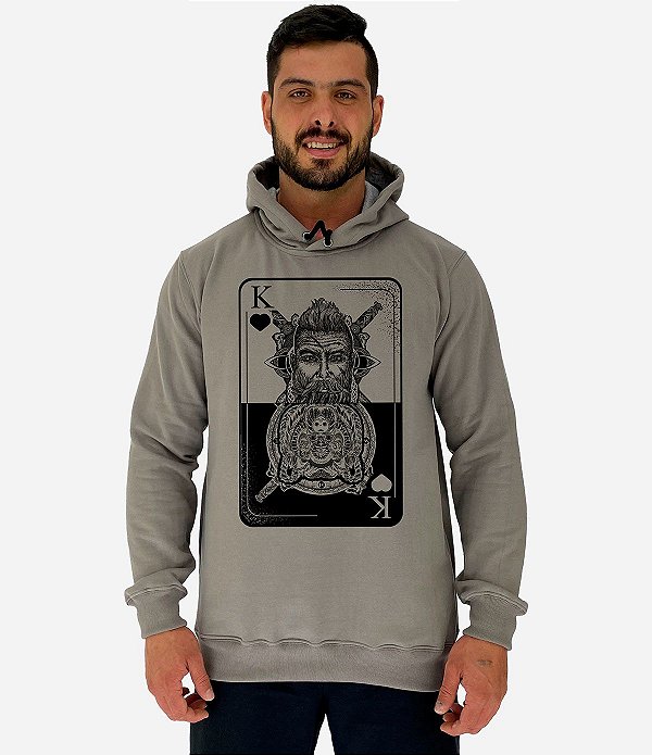 Blusa Moletom Masculino MXD Conceito Com Touca Carta Rei