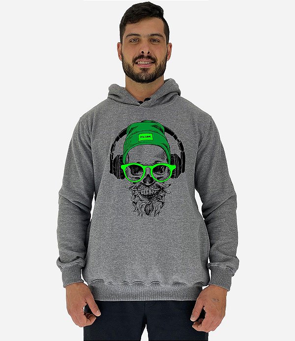 Blusa Moletom Masculino MXD Conceito Com Touca Caveira Headphone
