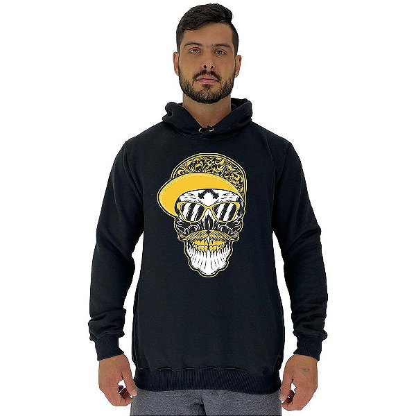 Blusa Moletom Masculino MXD Conceito Com Touca Caveira Gold Tooth