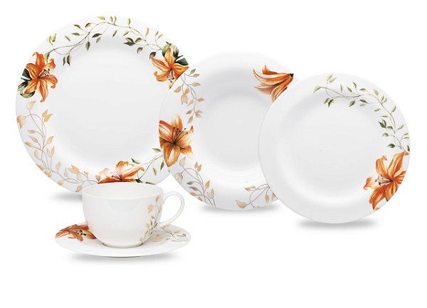 Aparelho de Jantar e Chá 30 Peças Strauss Fiori