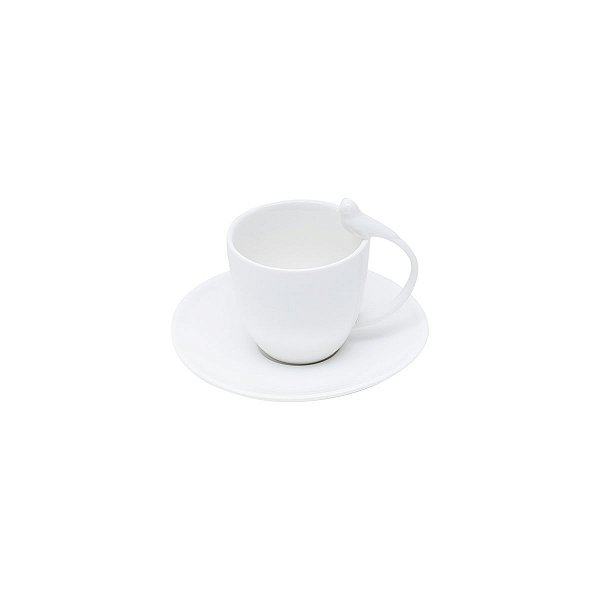 Conjunto 6 Xícaras de Café Porcelana com Pires Birds Branco