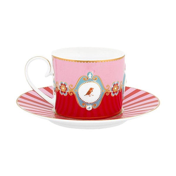 Xícara de Chá Medallion Rosa/Vermelho - Love Birds - Pip Studio