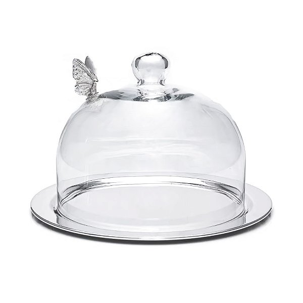 Boleira Prata com Borboleta M - Shefield Plate