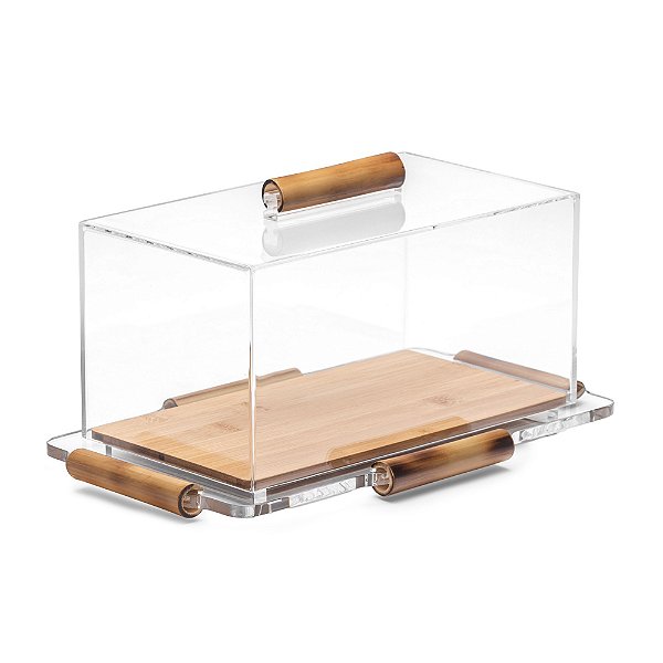 Porta Frios em Acrílico com Detalhe Bambu