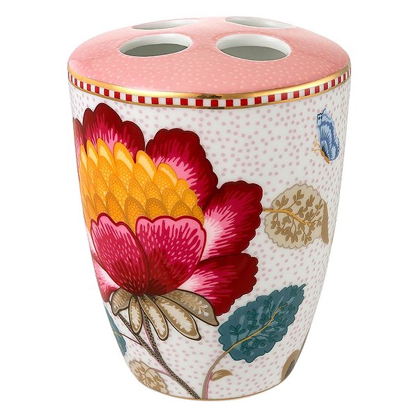 Porta Escova de Dentes Rosa/Branco Floral Fantasy - Pip Studio