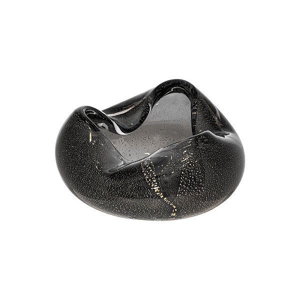 Bowl Murano Venini Grafite com Ouro 24k