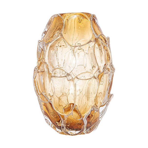 Vaso Murano Escamas M Salmão com Ouro 24k