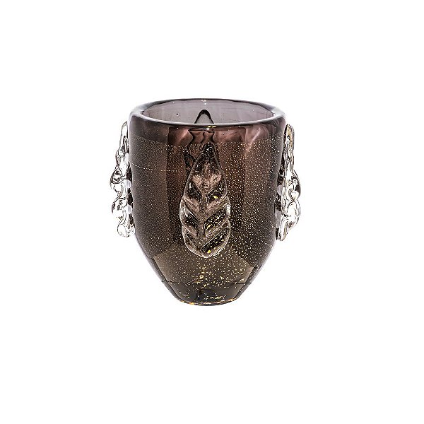 Vaso Murano P Zinnia Grafite com Ouro 24k