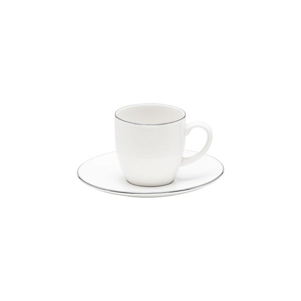Conjunto de 6 Xícaras 100 ml com Pires para Café Strauss Bistrô Silver