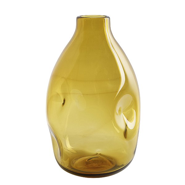 Vaso de Vidro Âmbar Amassado