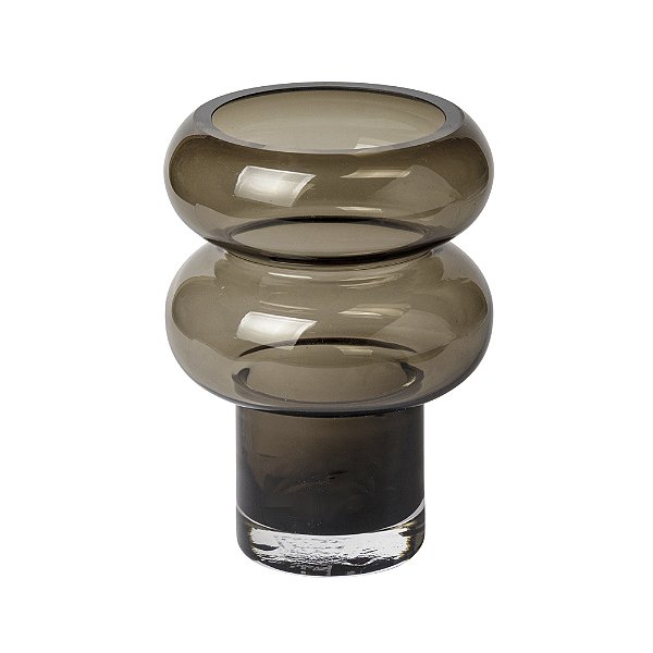 Vaso de Vidro Marrom Base Reta e 2 Ondas